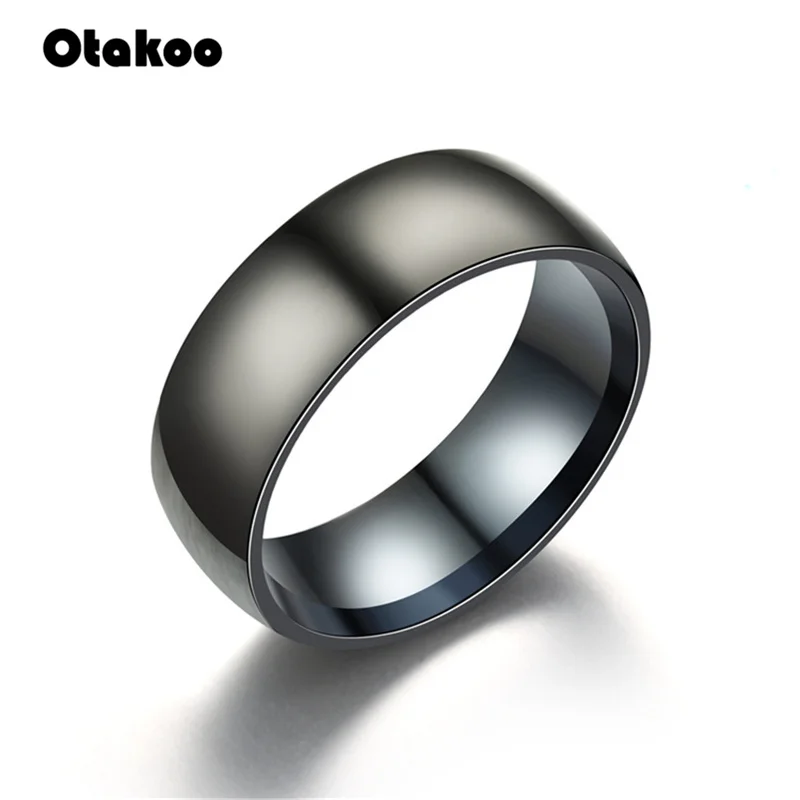 Otakoo Новинка черное мужское кольцо 100% титановый Карбид мужские ювелирные изделия
