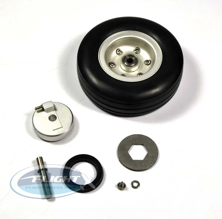 1 Set Of High Quality RC Rubber Wheel With Brake Axle For Airplane