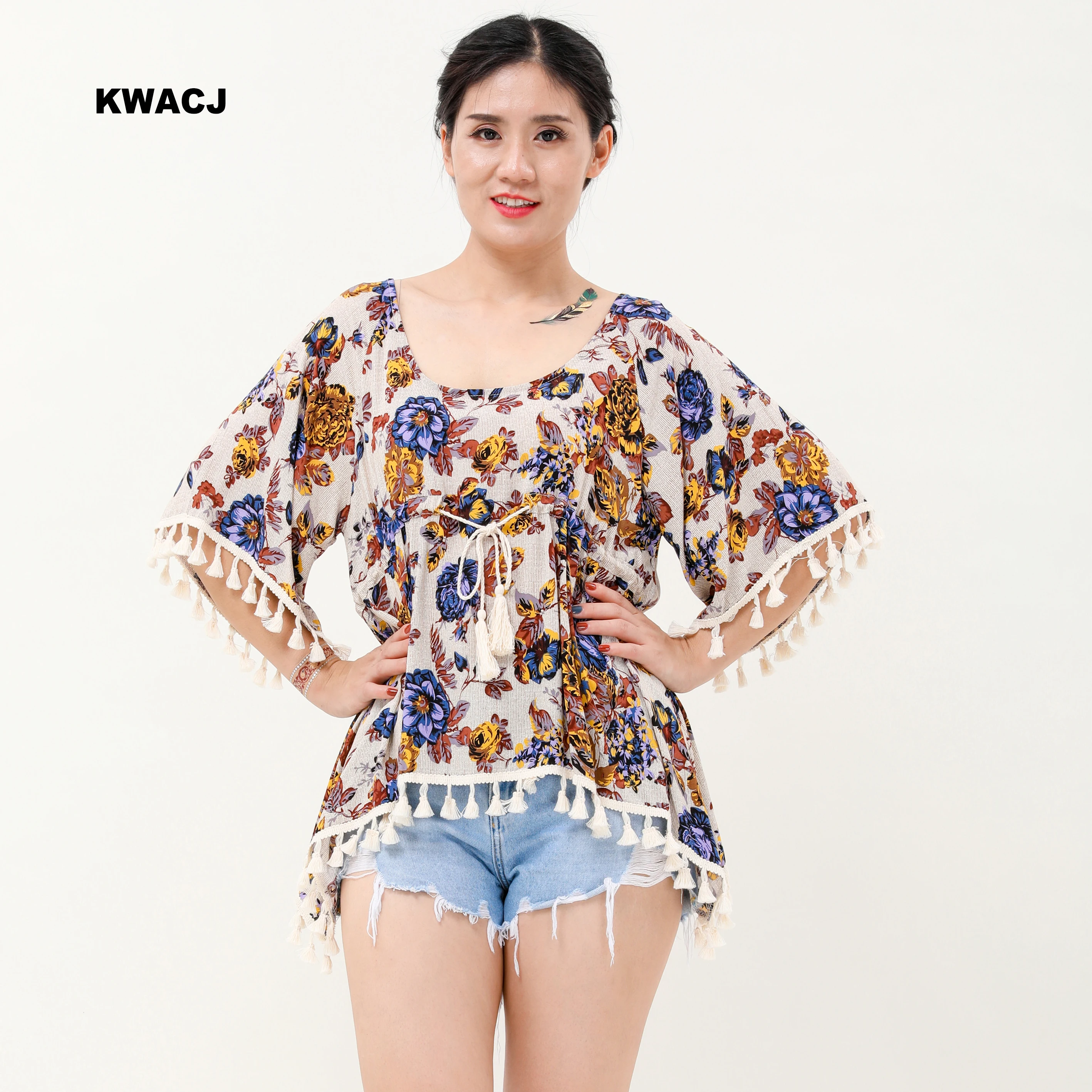 

Mingmin Fashionable women's fashion irregular hem shirrt three colors A-308