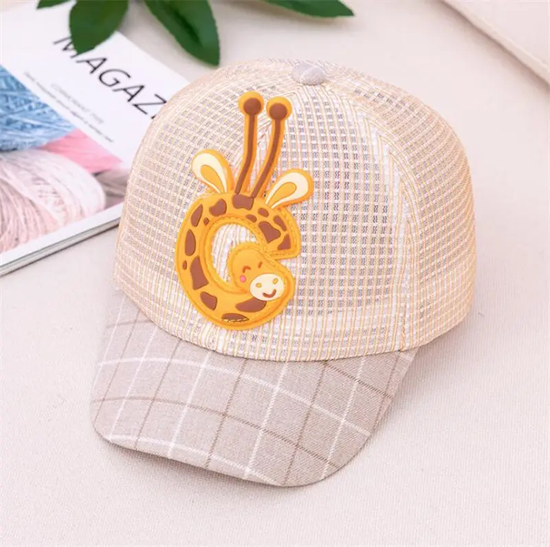 Khaki Mesh Hat Летние Детские бейсбольная кепка для детей сетки кепки милый мультфильм животных для мальчиков и девочек регулируемая бейсболка Гольф Casquette хлопок весн - Цвет: Khaki Mesh Hat