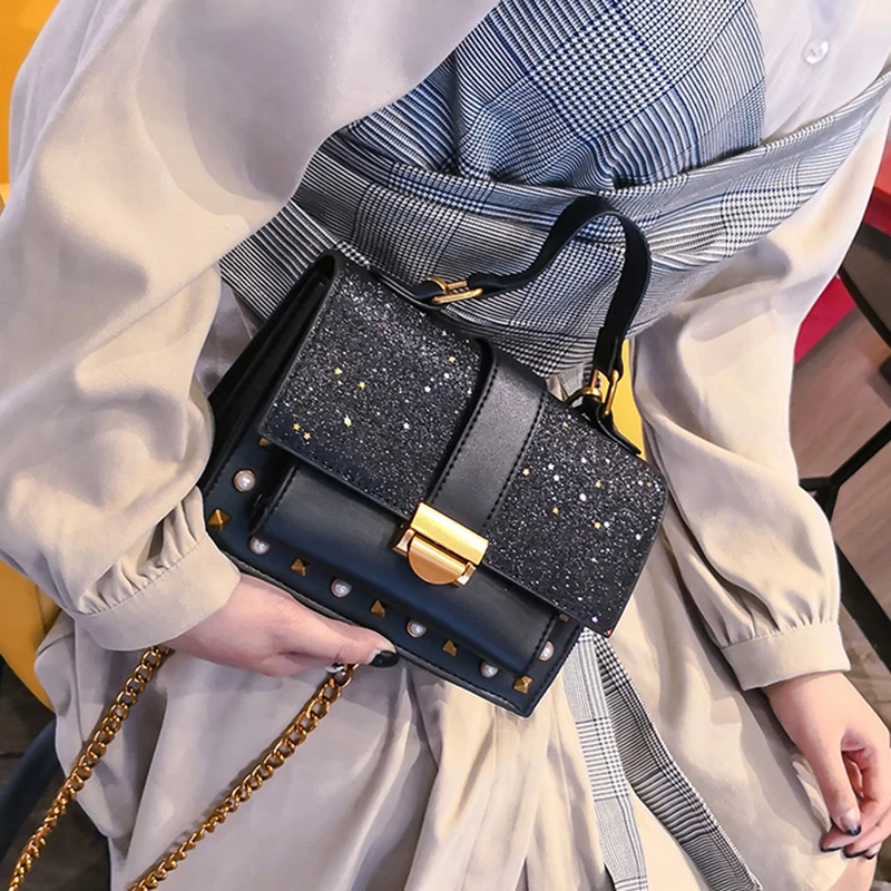 Women Handbag Fashion Sequin Female Exquisite Shoulder Bags Rainbow Rivet Crossbody Bag Messenger Bags Bolsos Mujer Tote SS7164 (19)
