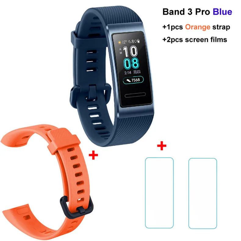 huawei Band 3 Pro Smartband gps металлическая рамка Amoled полноцветный дисплей сенсорный экран Датчик сердечного ритма датчик сна - Цвет: blue n Orange n fil