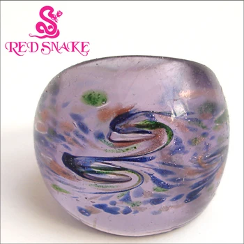 

RED SNAKE Fashion Ring Handmade Purple with color spots translucent Murano Glass Rings