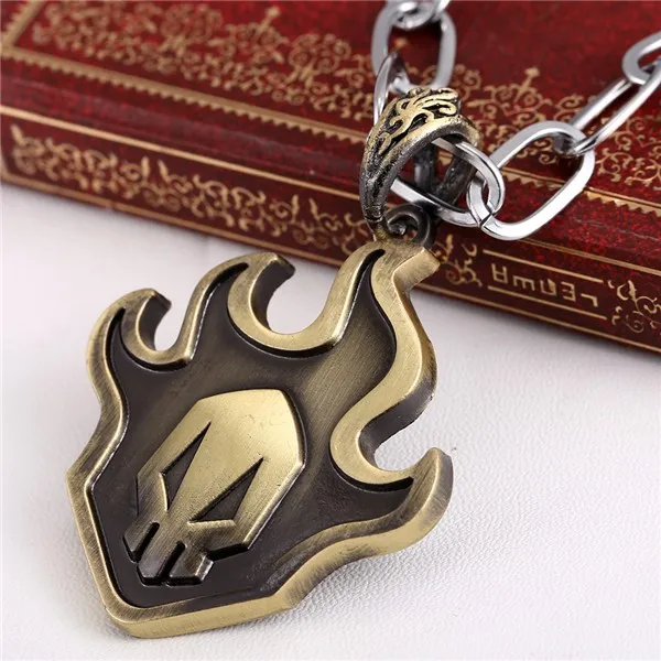 Hot Anime Bleach Necklace Kurosaki Ichigo false fire bronze Pendant necklaces Best Gift For Man Women cosplay accessories | Украшения и