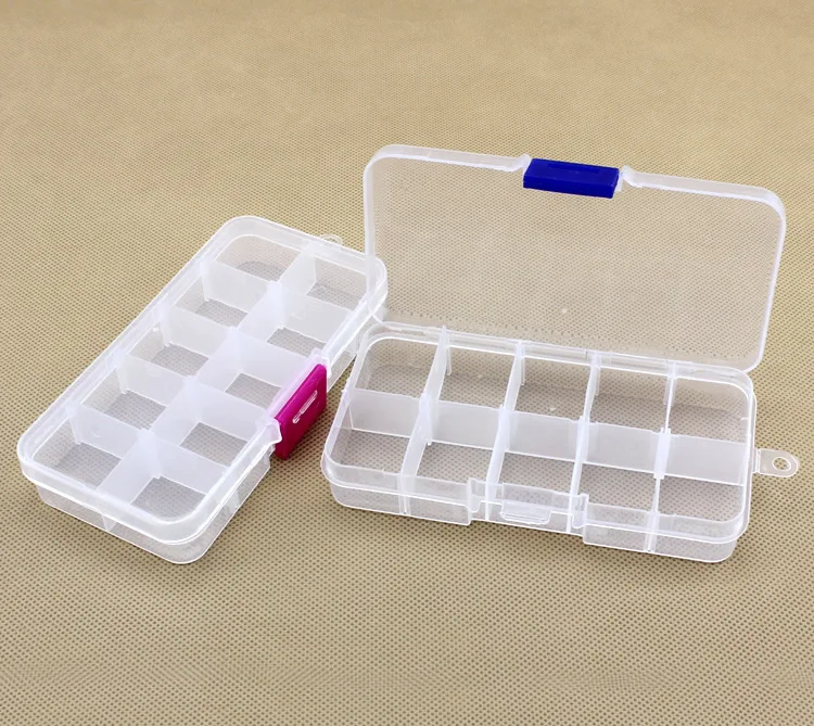 

YYW Cheap DIY Wholesale 10 cells Plastic lots Adjustable Jewelry Storage Box Case Craft Organizer Beads Container for Designer