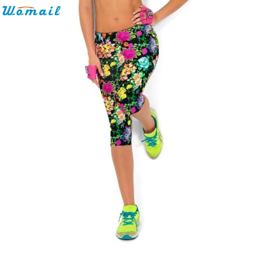 

Womail Sport Jogging Yoga Running Pants Gifts Woman Sports High Waist Fitness Yoga Sport Pants Printed Stretch Cropped 1PC