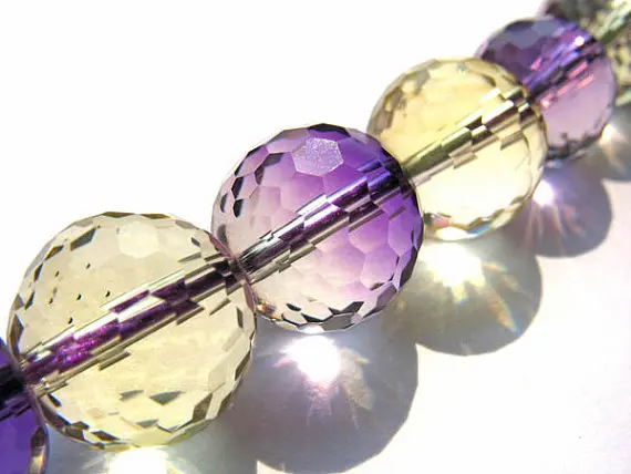 

AA+ Ametrine quartz Amethyst Citrine rock crystal round ball faceted briolette jewelry beads 8 10 12mm full strand