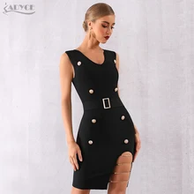 Adyce новое летнее женское черное Бандажное платье сексуальное с глубоким v-образным вырезом Клубное платье Vestidos вечернее платье в стиле знаменитостей