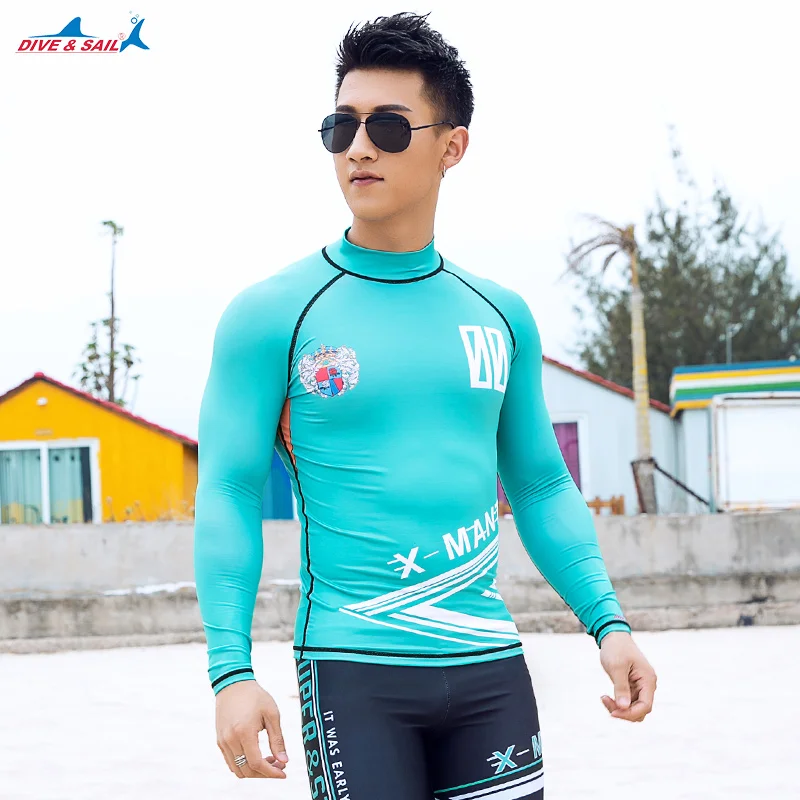 

Rash Guard Men Long Sleeve UPF 50+ UV Protection Swimsuits Top Swimming Shirt Swim Tee Crew Sun Shirt Rashguard