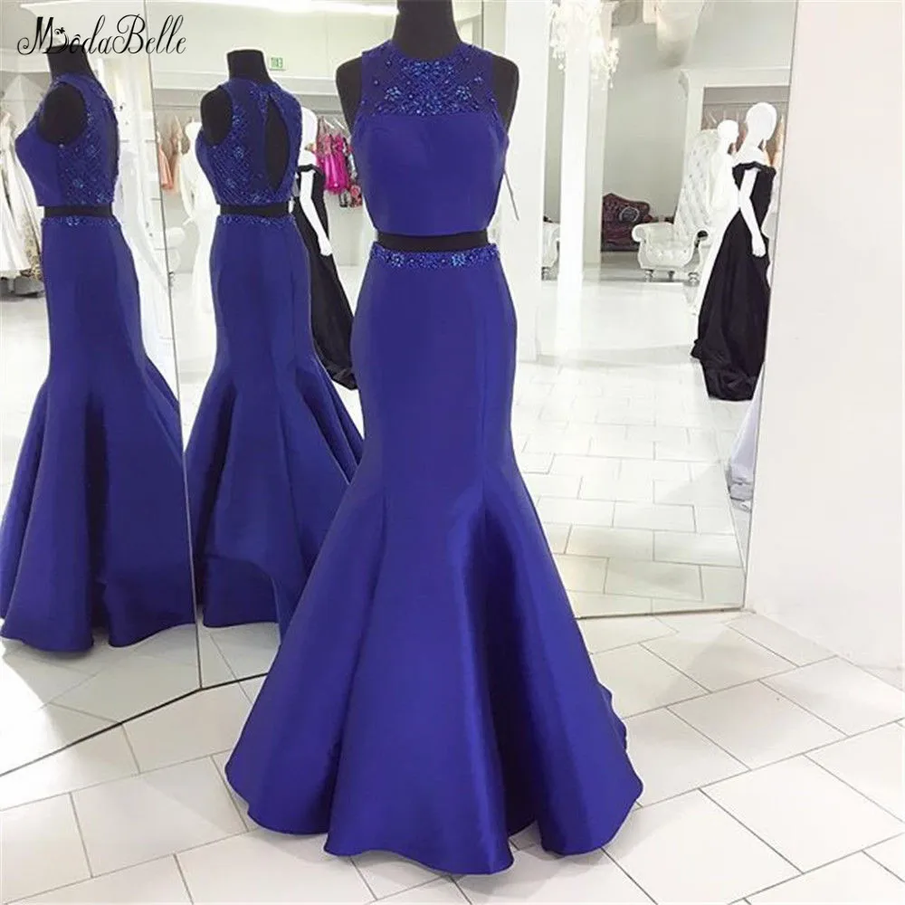 Modabelle Королевский синий из двух частей Выпускные Платья Vestidos De Graduacion Largos с