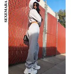 SEXEMARA уличная джоггеры Для женщин Высокая Талия трек тренировочные штаны эстетической спортивные Activewear штаны-шаровары повседневные штаны