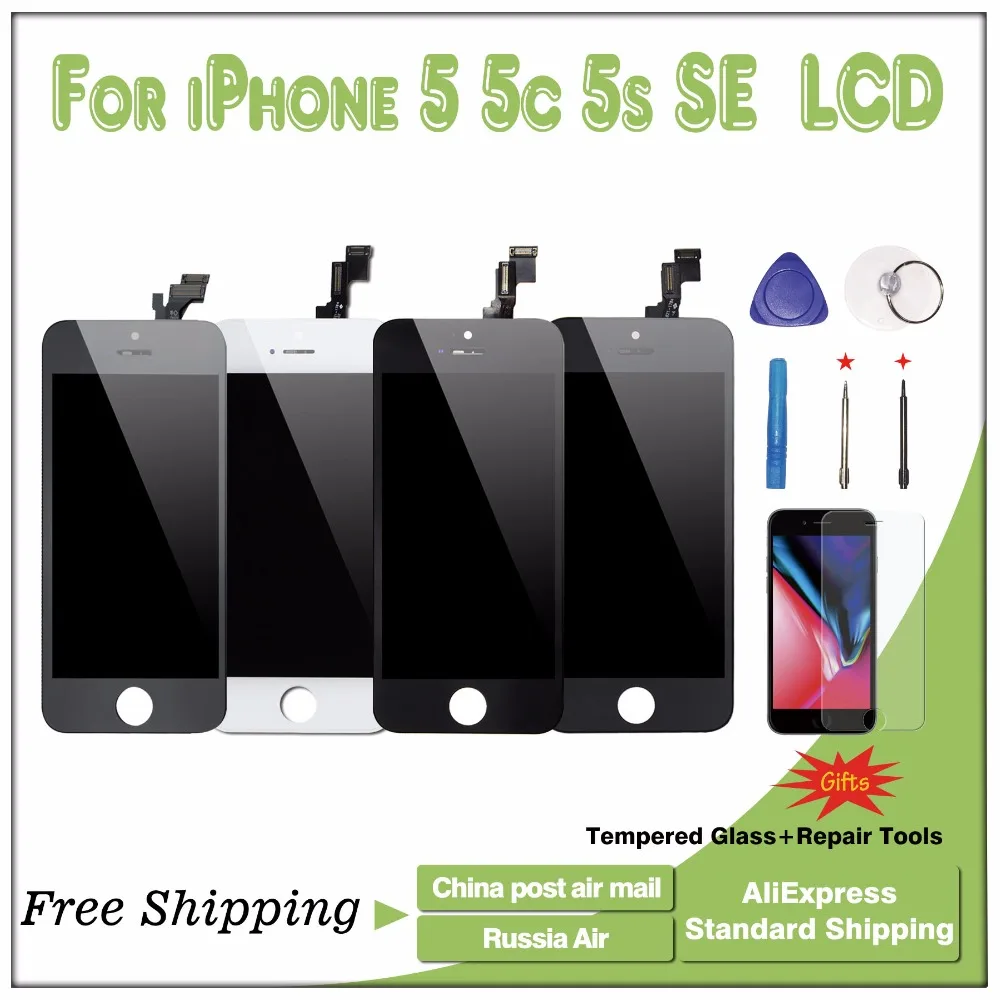 Grade AAA Touch Screen Digitizer LCD Display For IPhone 5 5G 5C 5S 5SE Replacement Black and White Free Shipping | Мобильные