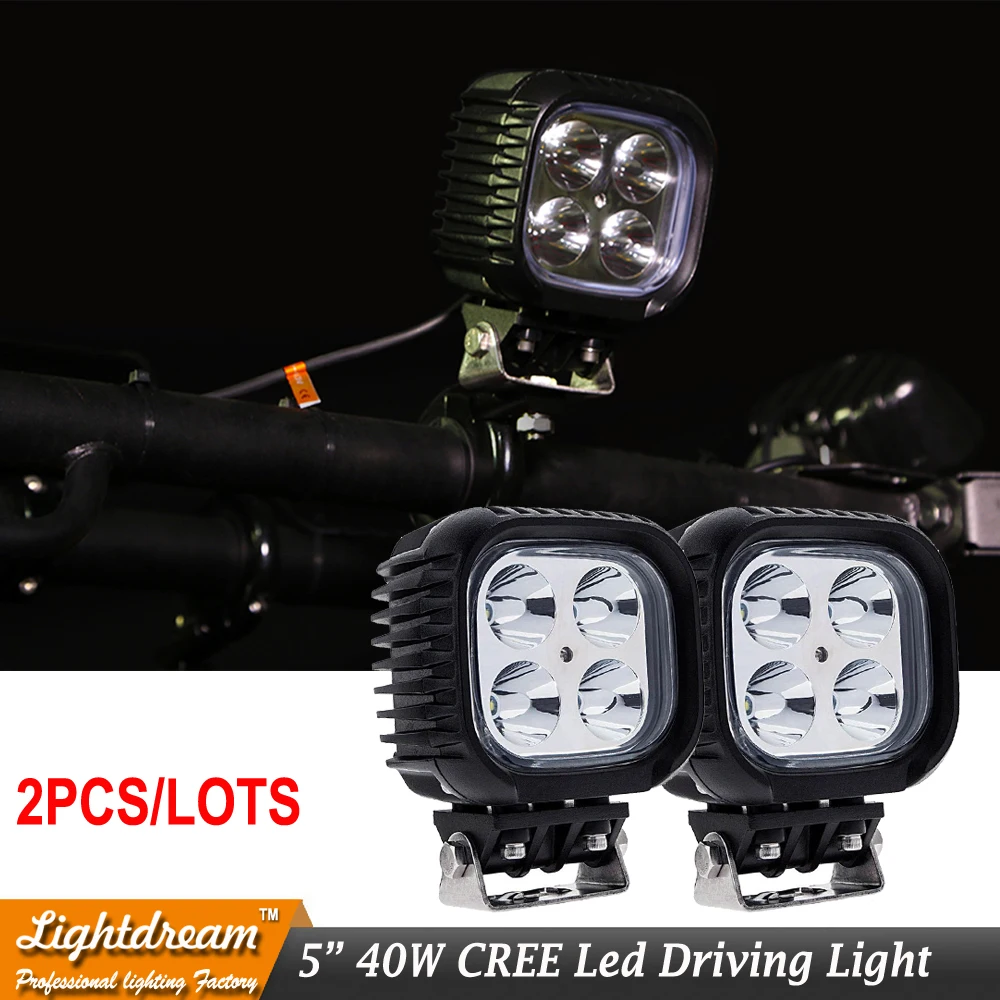 

40W LED WORK LIGHT 5inch 9-32V Spot Flood Beam IP67 Off Road work lamp FOR 4x4 Truck ATV SUV Car Ute Marine External lights x2pc