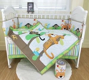Комплект постельного белья для детей из 4 предметов, милый комплект постельного белья для кроватки, хлопковое детское постельное белье, включает одеяло, юбку, листовые бамперы - Цвет: 0226