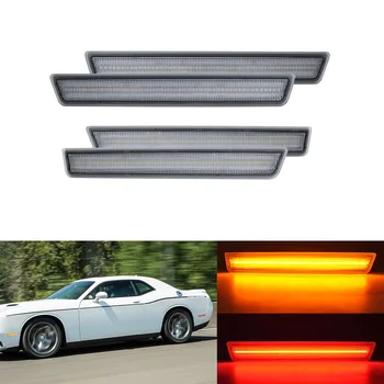 

4X Clear lens For Dodge Challenger LED Side Marker Light Front Amber Rear Red 2015 2016