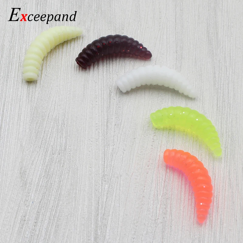 Exceepand 50 Pieces 2 cm 0.4 g Maggot Grub Soft Lure Lifelike Worm Fishing Bait Fly Crap Fishing Tackle