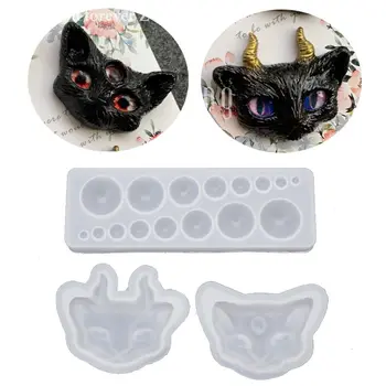 

Cartoon Evil Cat Eye Silicone Resin Molds Kit Epoxy Resin Casting Jewelry Tools