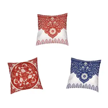 

Chinese Style Image Cushion Cover Vintage Circle Geometric Festive 17*17In Dot Stripe Decorate Living Room Sofa Throw Pillowcase