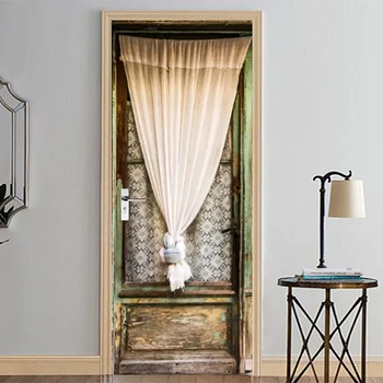 

Photo Wallpaper 3D Retro Door Curtain Murals Living Room Restaurant Cafe Door Sticker PVC Self-Adhesive Waterproof 3D Door Decor