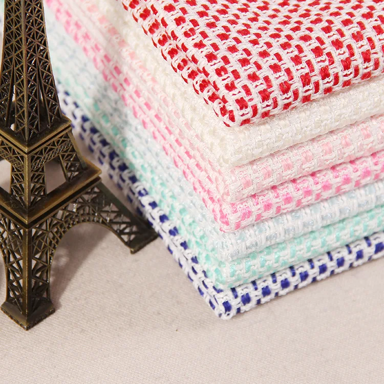 Yarn dyed woven tweed plaid fabric fashion women's clothing fabrics