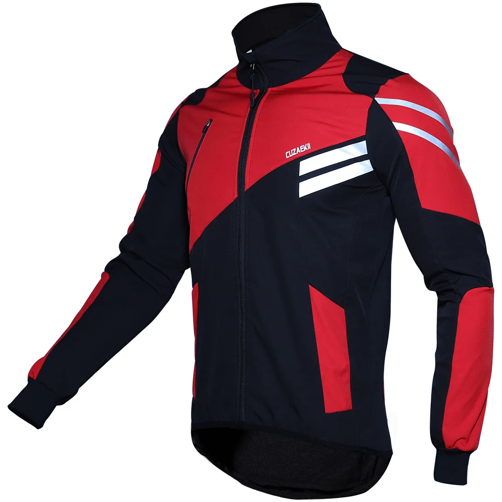 Thermal Warm Fleece Waterproof Reflective Coat Windproof Breathable MTB Cycling Sport Jackets Winter Men Thermal Cycling Jacket
