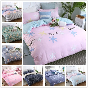 

See Star Blue Pink AB Side Duvet Cover 3/4 pcs Bedding Set Adult Kids Soft Bed Linens Single Twin Queen King Size Comforter Case