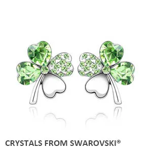 

2015 Hot Sale 5 colors clover stud earrings With Crystals from SWAROVSKI Christmas Gift