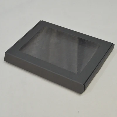 10 шт бумажная коробка с окном мульти размер Крафт бумажная коробка с окном на заказ упаковочная коробка с окном белая черная крафт-бумага - Цвет: black
