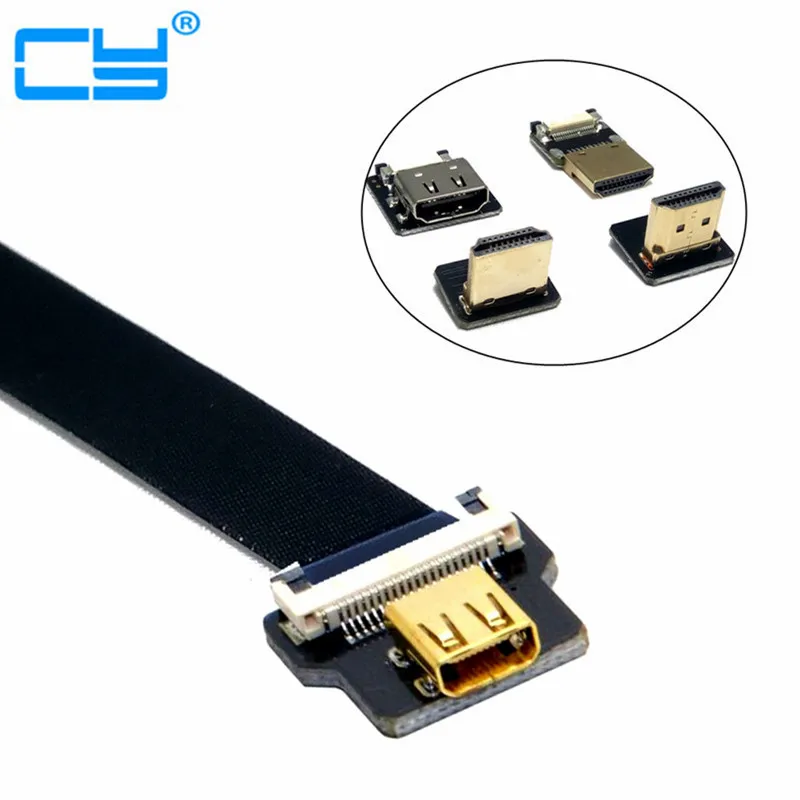 

Micro HDMI Female D Type to HDMI FPV FPC Flat Cable for GoPro GH4 BMPCC A5000 A6000 A7R A7S 5cm 10cm 20cm 30cm 50cm 80cm