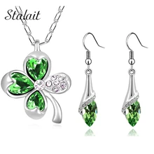 Love forever clover капли воды белого золота цвет кулон ожерелье серьги Ювелирные наборы