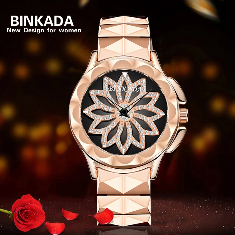 

2019 New BINKADA Rose Gold Watches Women Stainless Steel Quartz Watch Brand Woman Watch Reloj Muje Montre Femme