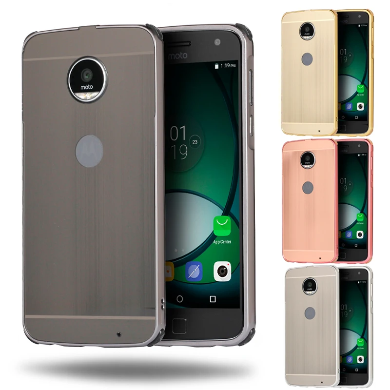 

For Motorola Moto Z2 Play Brushed mirror Back Cover Case for Moto Z2 Play Plating Aluminum Metal Frame for Moto Z2 Play Case