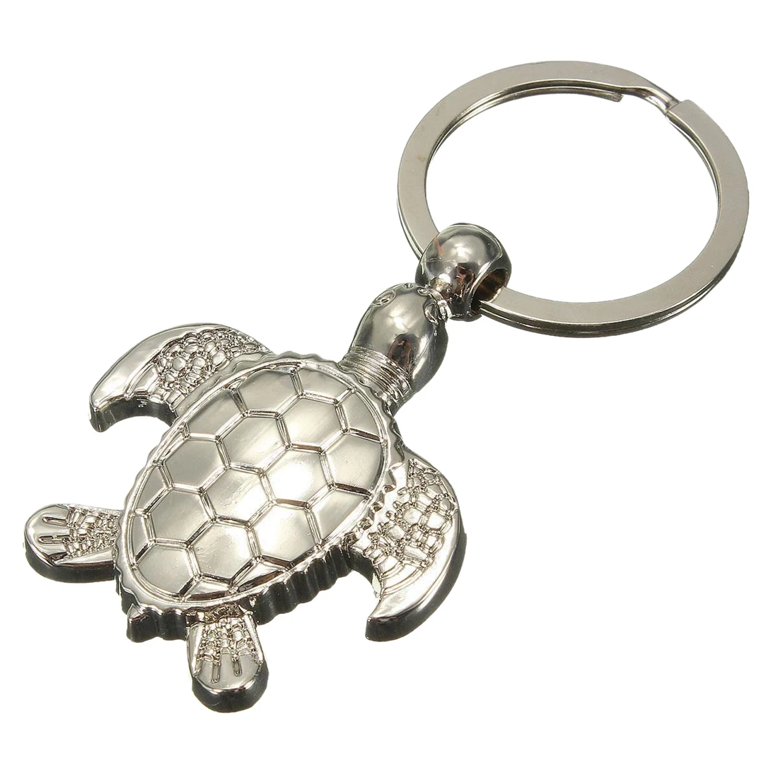 3D Silver Exquisite Textured Sea Turtle Keyring Metal Keychain Keyfob