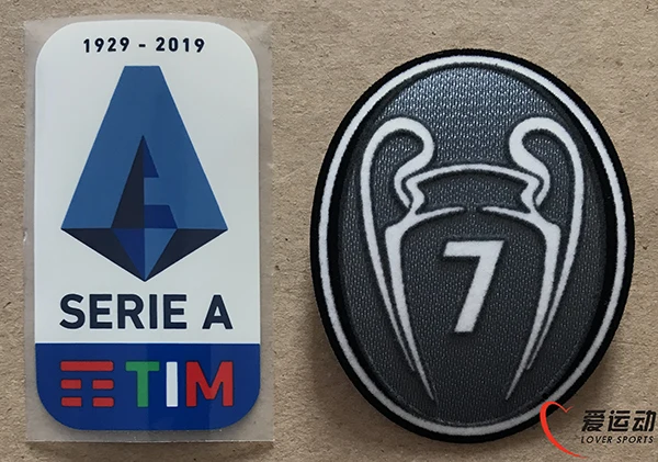 

2019-2020 Milan patch set 1920 Lega Calcio Serie A soccer patch+grey 7 times winners trophy patch 7th champion cup