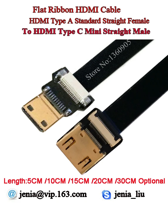 Hdmi кабель прямо Тип женщины к мужчине Тип C Мини прямо Гибкая супер мягкий плоский cable-5cm/10 см/15 см/20 см/30 см