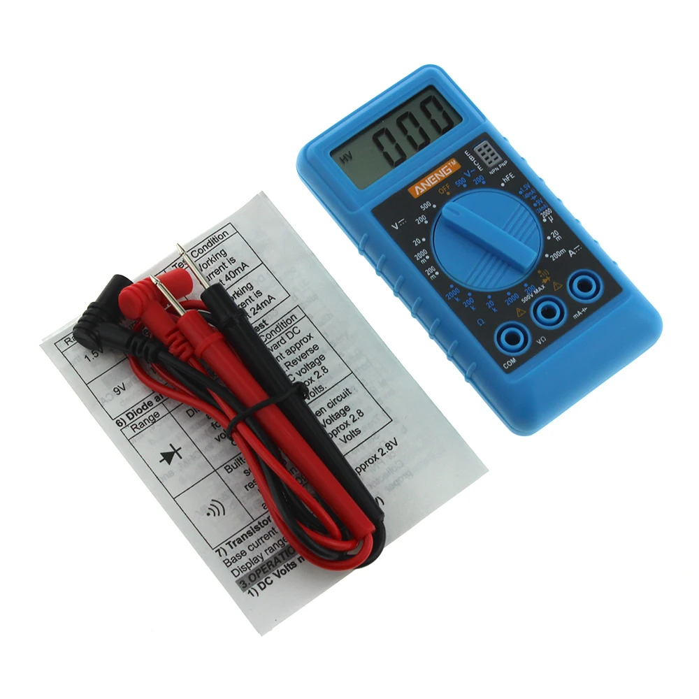 

ANENG Mini Digital Multimeter with Buzzer Overload protection Pocket Voltage Ampere Ohm Meter DC AC LCD Portable