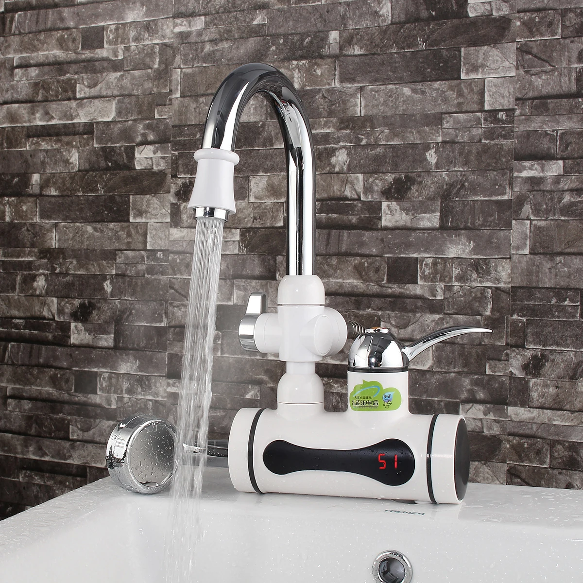  LED Digital Electric Water Heater Mixer Tap Kitchen Sink Faucet Instant Tankless - 32802111757