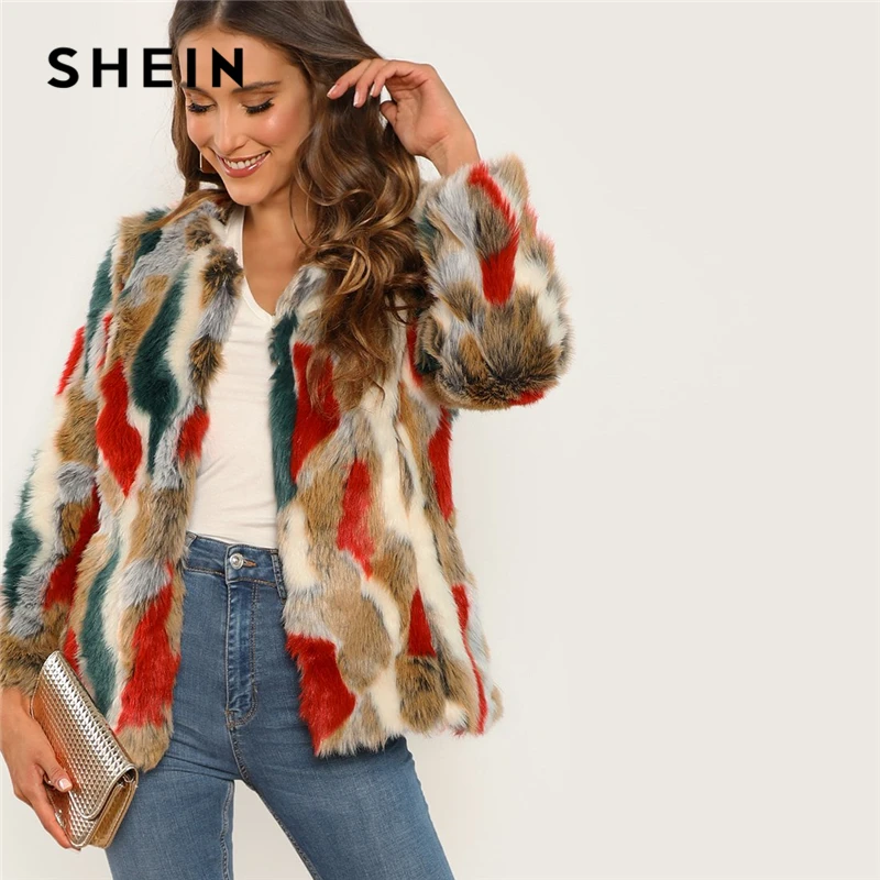 Femmes Multicolore Manteau Vêtements Plein Highstreet De Shein Hiver iXPukZ