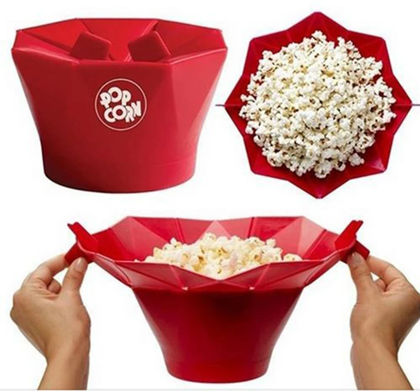 DIY Popcorn Maker Artifact Microwave Popcorn Homemade Popcorn Bowl Silicone Popcorn Bucket Fondant Cake Mold Baking Tools1