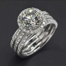 Victoria Wieck corte redondo 6 mm topacio simuló diamantes de 10KT oro blanco lleno nupcial contratación venda de boda Ring Set Sz 5-11