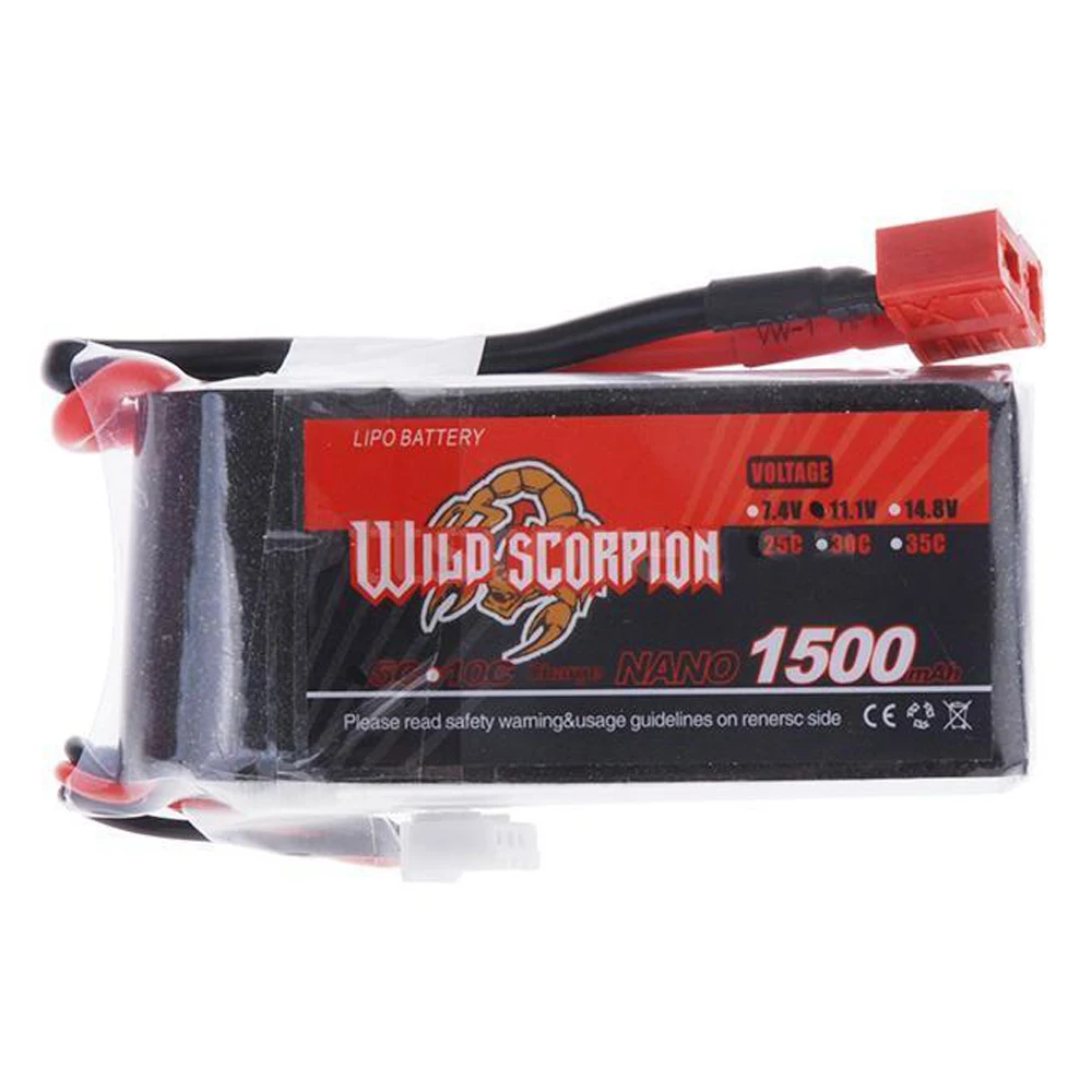 

Wild Scorpion 1500mAh 25C MAX 35C 3S T Plug Lipo Battery for RC Car Plane