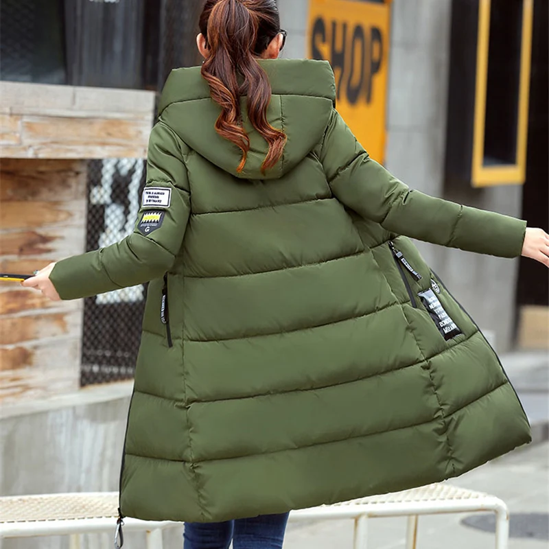 2019 NEW Winter Jacket Women Hooded Warm Cotton Coat Padded Female Slim Long Jacket Women Parka Outwear Plus Size Ladies Coat