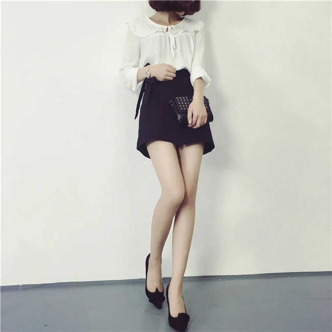 Настроить Девушки дамы высокой талией тонкий асимметричный лук юбка южнокорейская Женская Асимметричная мини юбка трапециевидной формы