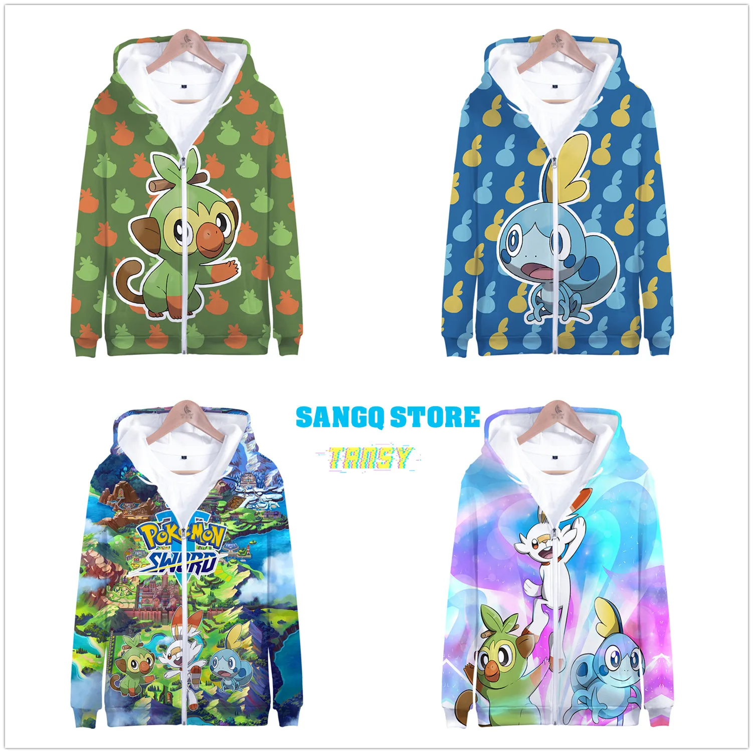Pokemon Sword and Shield Women Hoodies Zipper Hoodies Womens & Mens Hoodies Pullover Long Sleeves Harajuku 3D Print Hoody Tops