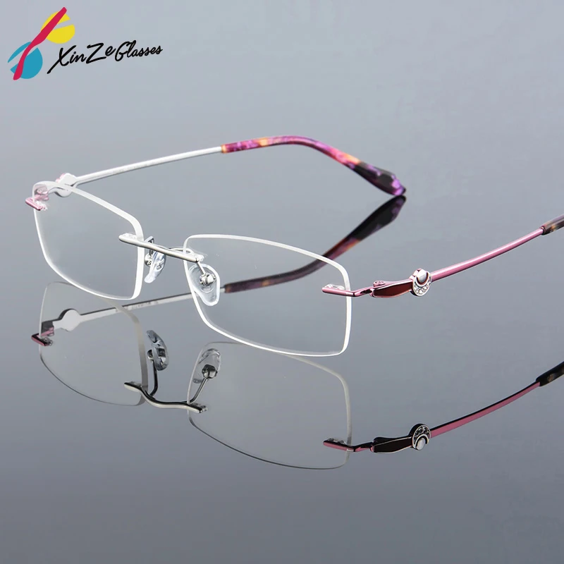 Retro Optical Clear Lens Rimless Glasses Frame Myopia Computer