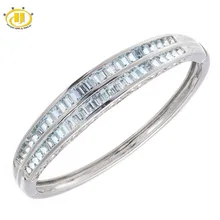 Hutang камень ювелирные изделия натуральный драгоценный камень Аквамарин твердый 925 пробы серебряный браслет ювелирные изделия для женщин подарок