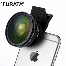 TURATA Fisheye Lens 2 in 1 Professional HD Phone Camera Lens Kit 0.45X Wide Angle+12.5X Macro Clip-on Fish Eye for Smartphone