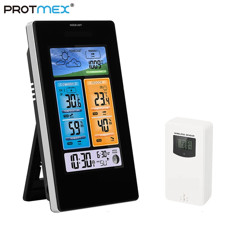 Digital wireless Weather Station Temperature Humidity Wireless Colorful Backlight With Barometer Weather Forecast RCC Clock Digital wireless Weather Station Temperature Humidity Wireless Colorful Backlight With Barometer Weather Forecast RCC Clock