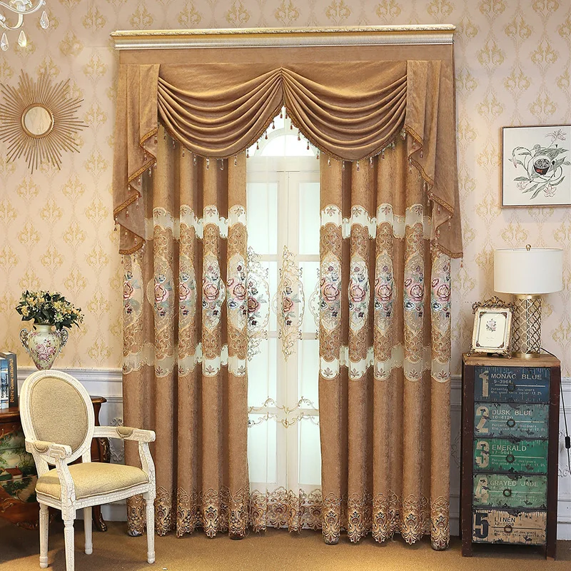 New Simple European Schneider Embroidery Shade Curtains for Living Dining Room Bedroom. | Дом и сад