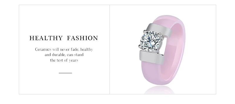 Романтические Розовые керамические кольца с сияющим кристаллом, серебро, золото, металл для женщин, элегантный дизайн, модные Свадебные обручальные ювелирные изделия